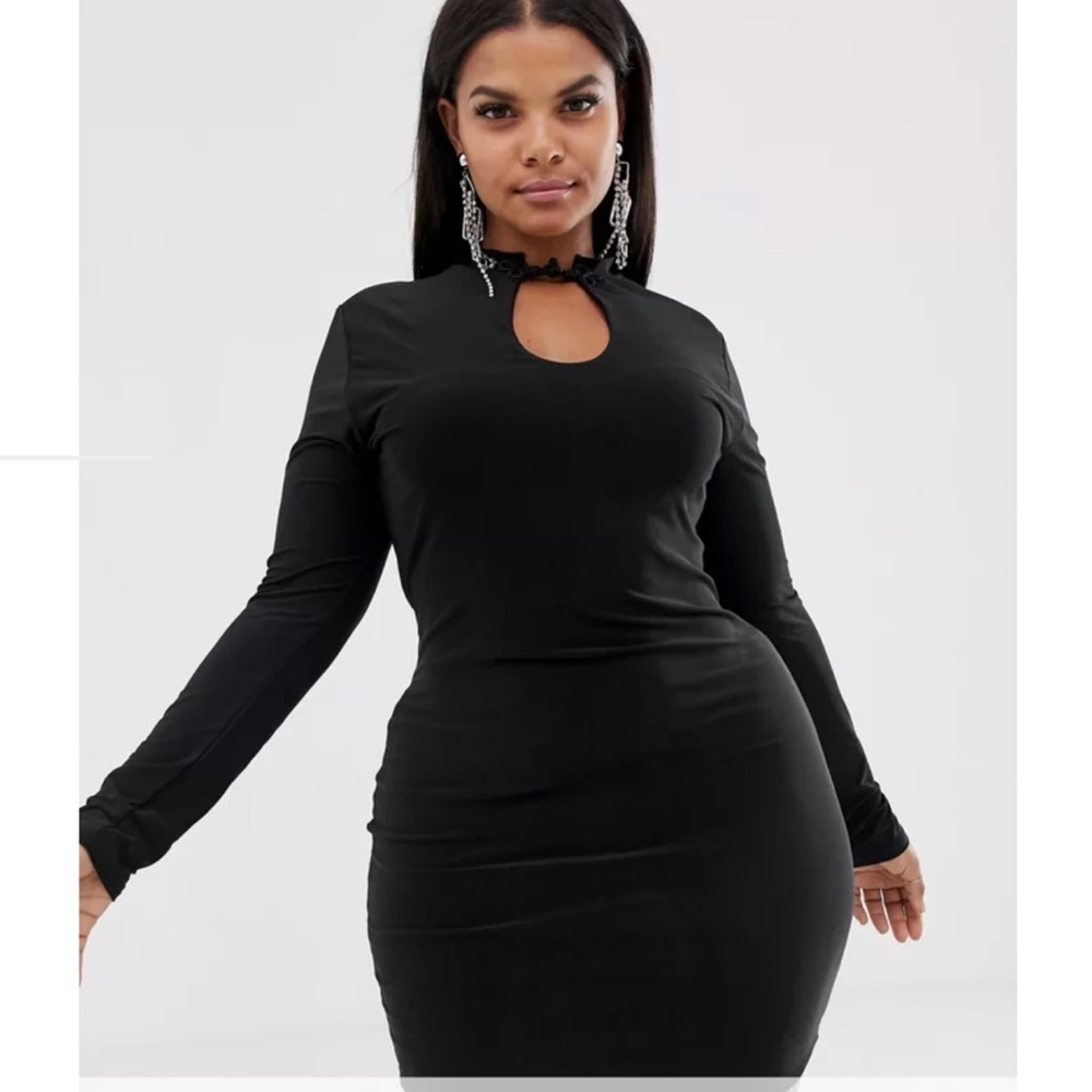 NWT ASOS Curve New Girl Order Curve slinky bodycon dress with high neck sz 18